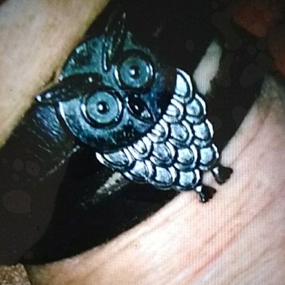 BROWN LEATHER & OWL WRAP BRACELET EUC - Picture 1 of 5
